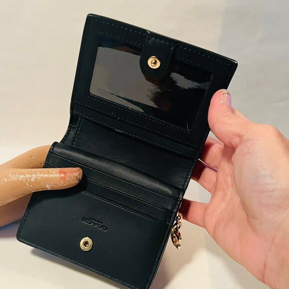 Women's Coach Snap Wallet Pebble Grain Leather Black - Picture 6 of 6